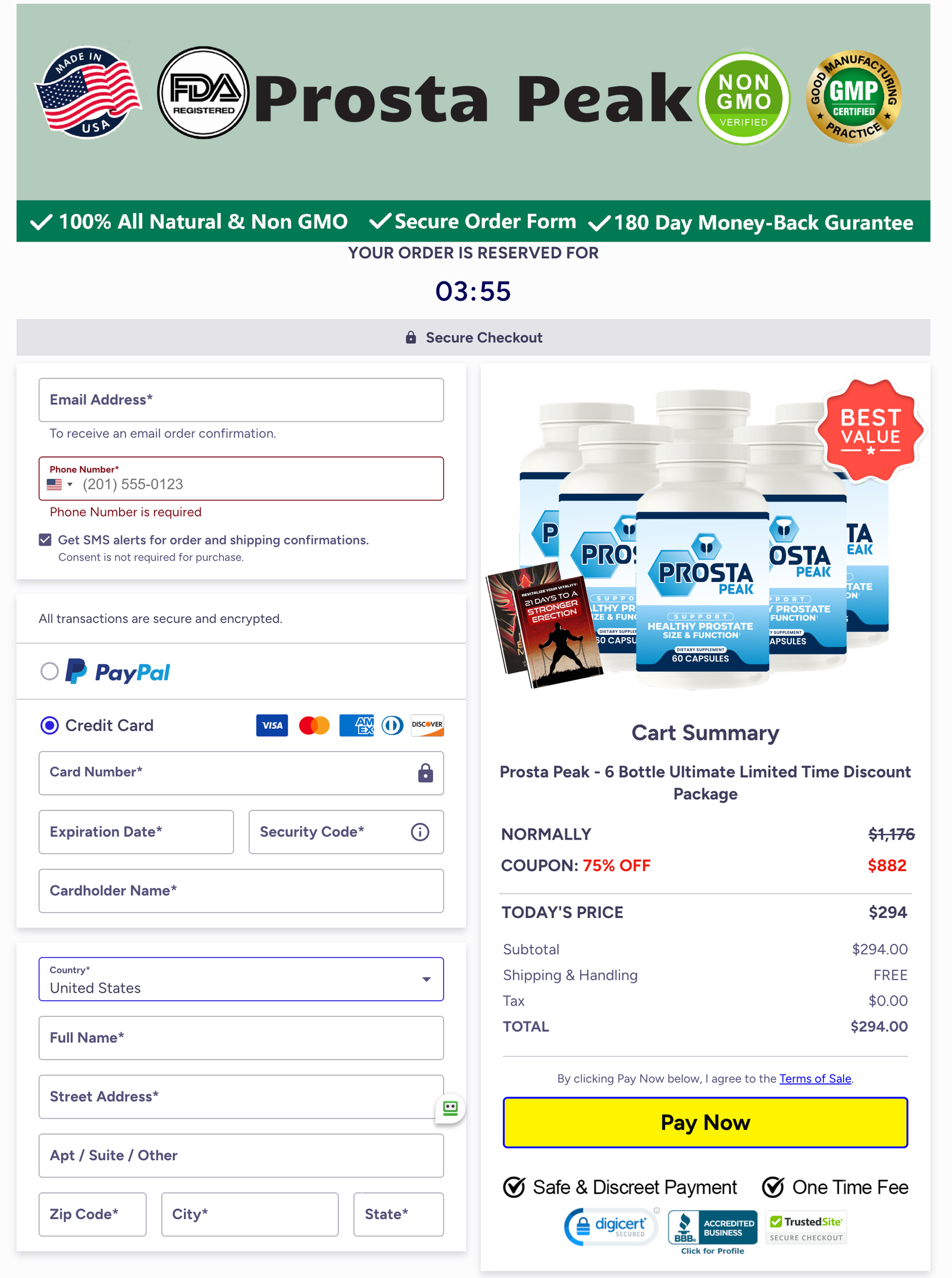 Prosta Peak Official Website Secure Order Page